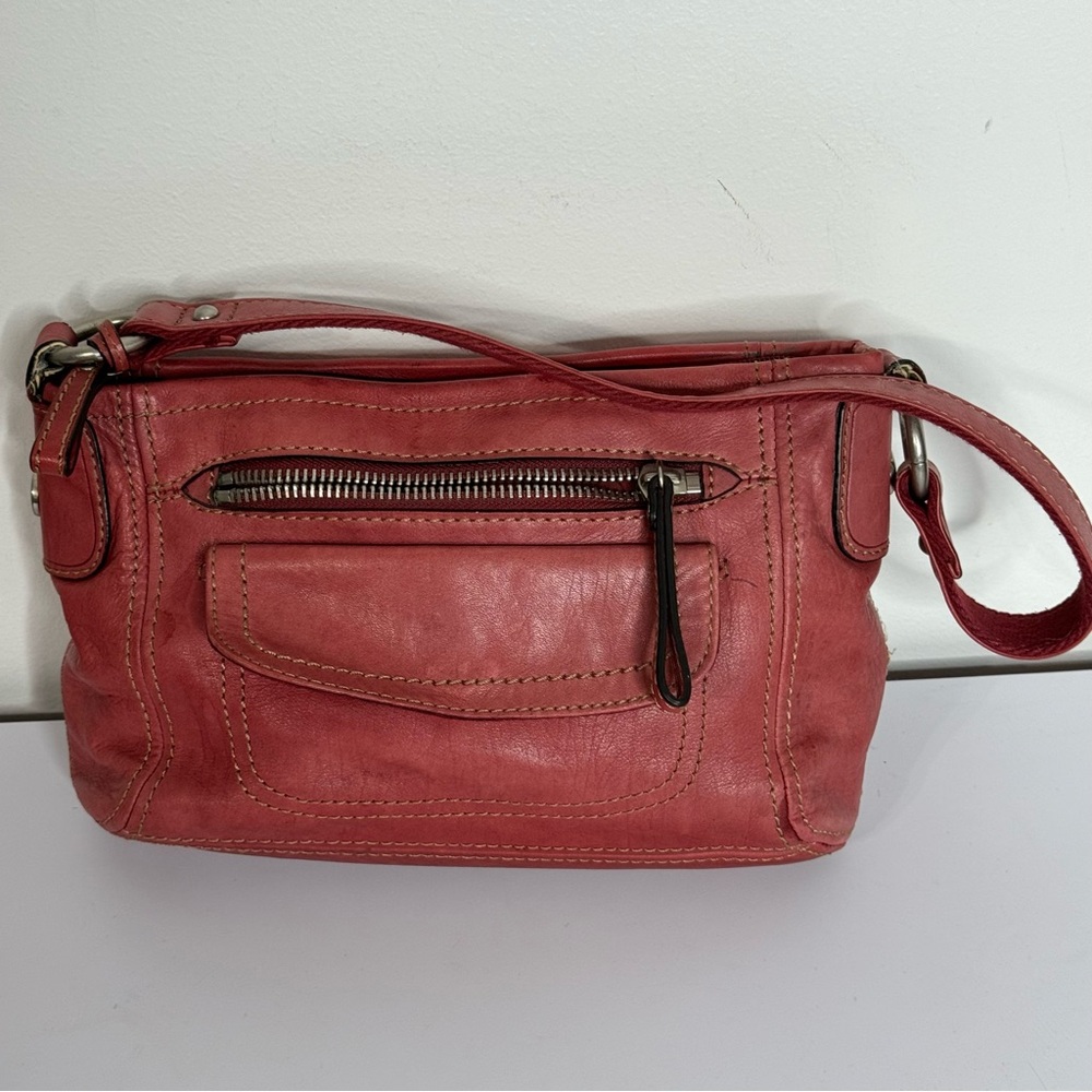 Vintage Fossil Hanover Red Leather Hobo Handbag